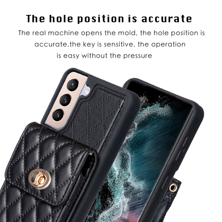 For Samsung Galaxy S21+ 5G Vertical Metal Buckle Wallet Rhombic Leather Phone Case