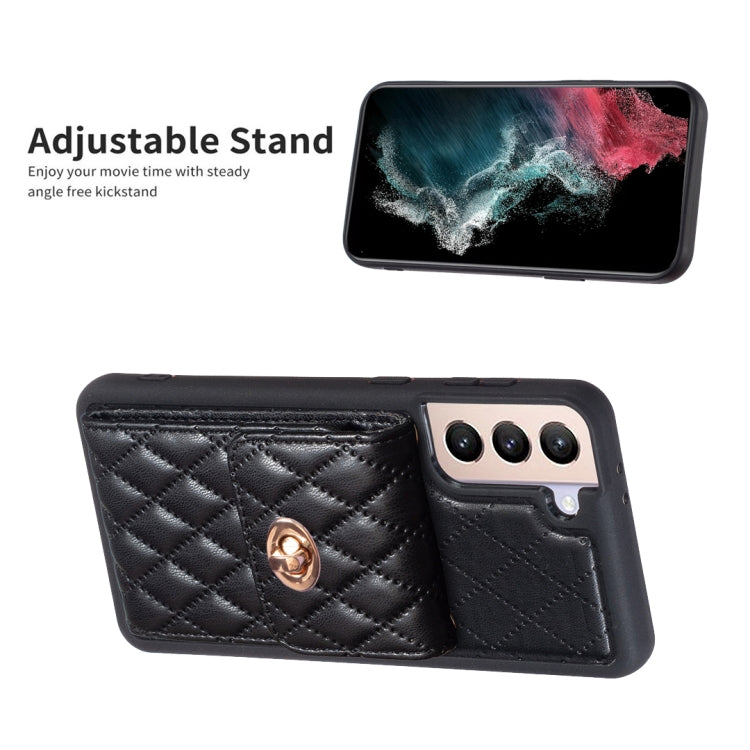 For Samsung Galaxy S21+ 5G Vertical Metal Buckle Wallet Rhombic Leather Phone Case