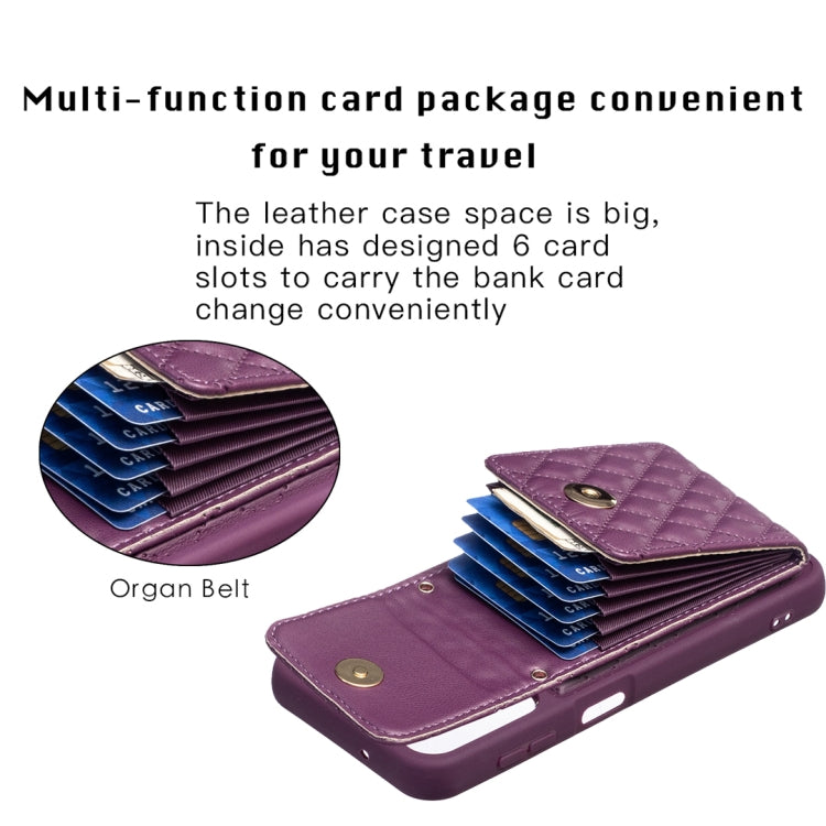 For Samsung Galaxy A14 4G / 5G Vertical Metal Buckle Wallet Rhombic Leather Phone Case
