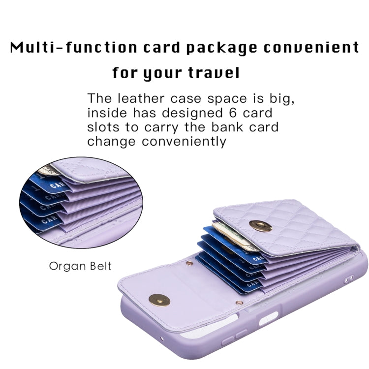 For Samsung Galaxy A14 4G / 5G Vertical Metal Buckle Wallet Rhombic Leather Phone Case