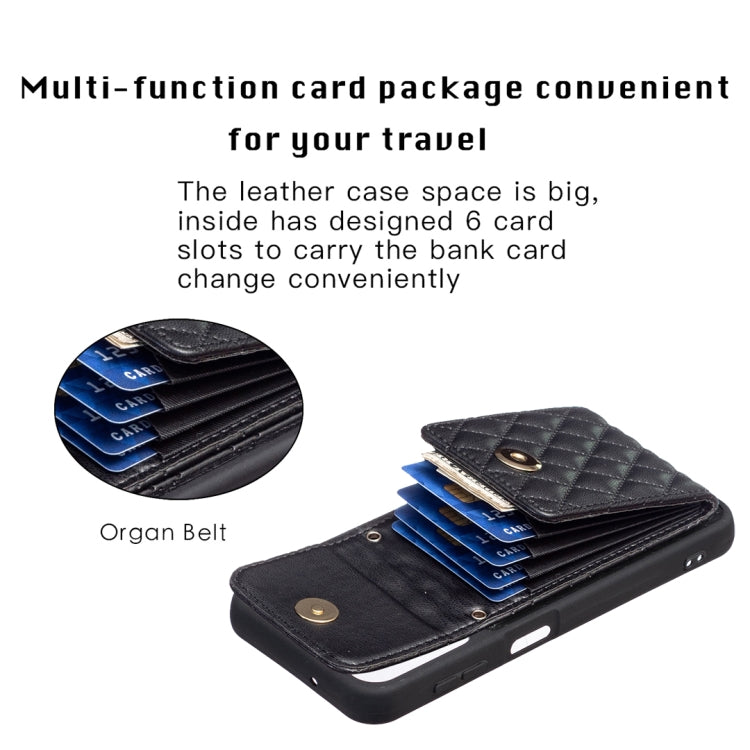 For Samsung Galaxy A14 4G / 5G Vertical Metal Buckle Wallet Rhombic Leather Phone Case