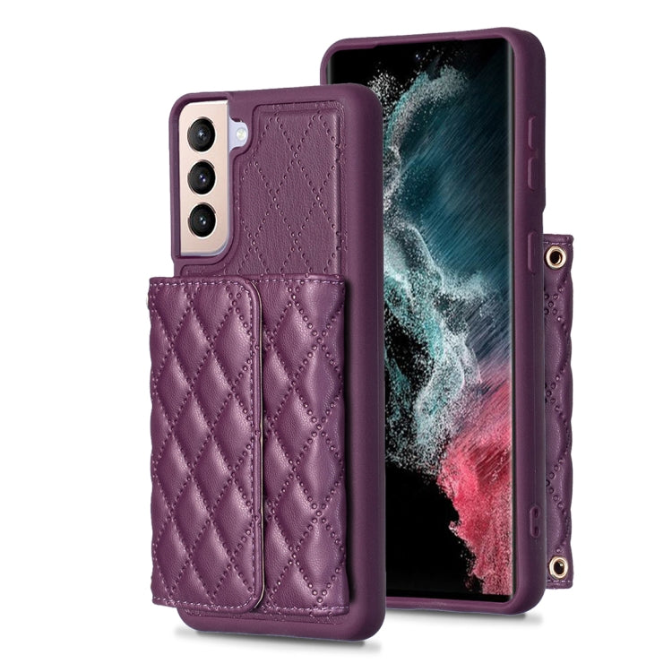 For Samsung Galaxy S21+ 5G Horizontal Wallet Rhombic Leather Phone Case
