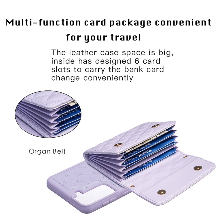For Samsung Galaxy S21+ 5G Horizontal Wallet Rhombic Leather Phone Case