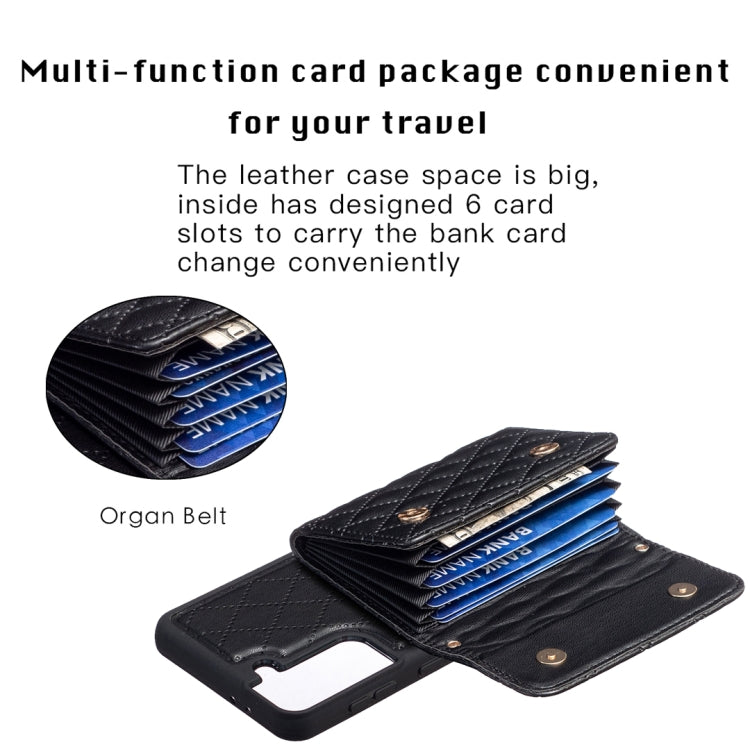For Samsung Galaxy S21+ 5G Horizontal Wallet Rhombic Leather Phone Case