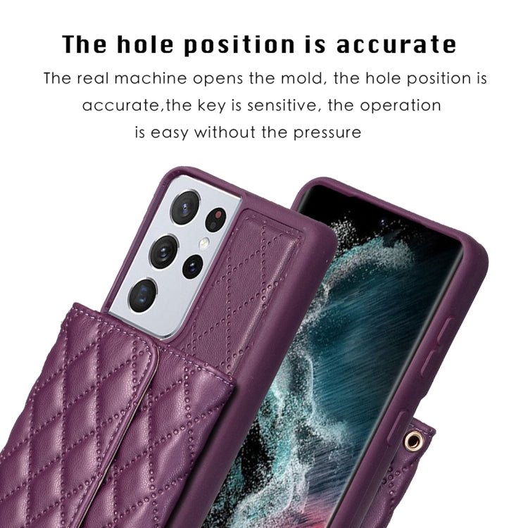 For Samsung Galaxy S21 Ultra 5G Horizontal Wallet Rhombic Leather Phone Case