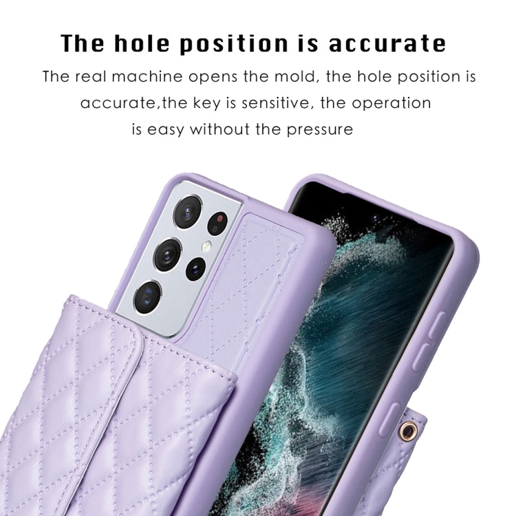 For Samsung Galaxy S21 Ultra 5G Horizontal Wallet Rhombic Leather Phone Case