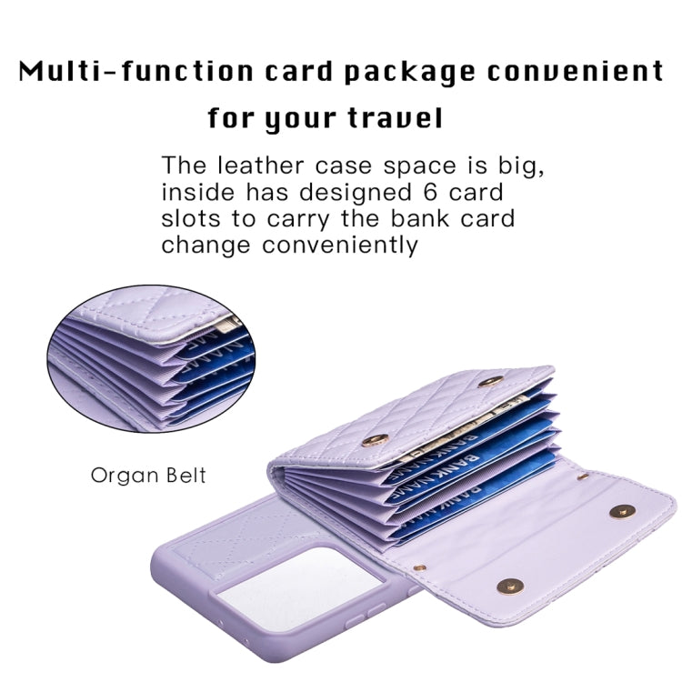 For Samsung Galaxy S21 Ultra 5G Horizontal Wallet Rhombic Leather Phone Case