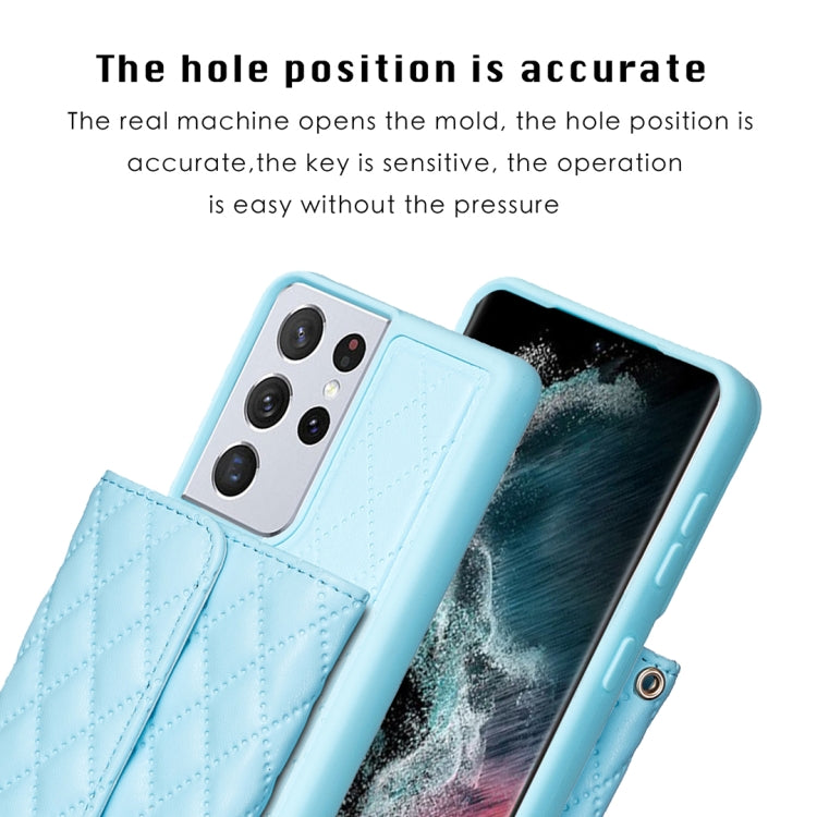 For Samsung Galaxy S21 Ultra 5G Horizontal Wallet Rhombic Leather Phone Case