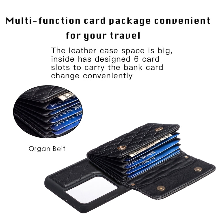 For Samsung Galaxy S21 Ultra 5G Horizontal Wallet Rhombic Leather Phone Case