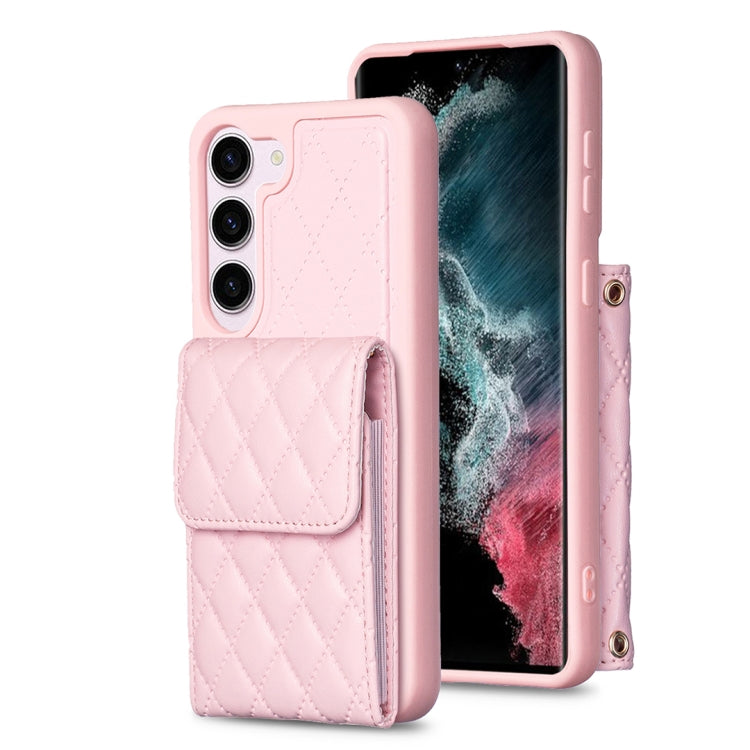 For Samsung Galaxy S23 5G Vertical Wallet Rhombic Leather Phone Case