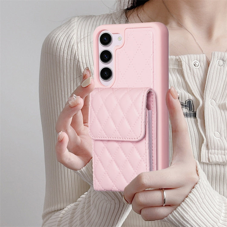 For Samsung Galaxy S23 5G Vertical Wallet Rhombic Leather Phone Case