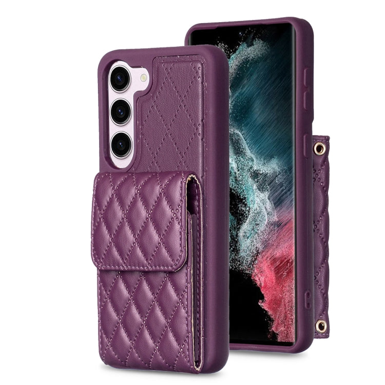 For Samsung Galaxy S23 5G Vertical Wallet Rhombic Leather Phone Case