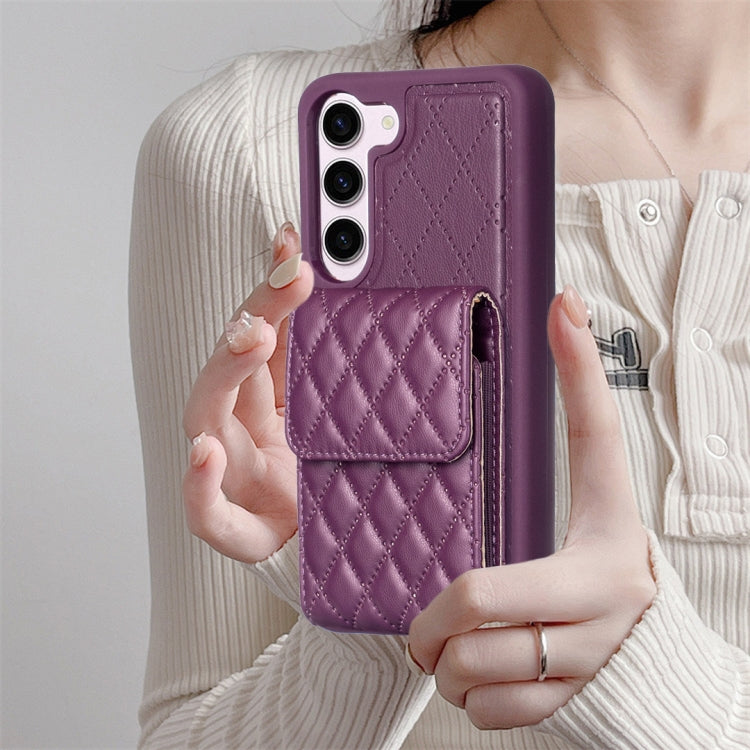 For Samsung Galaxy S23 5G Vertical Wallet Rhombic Leather Phone Case