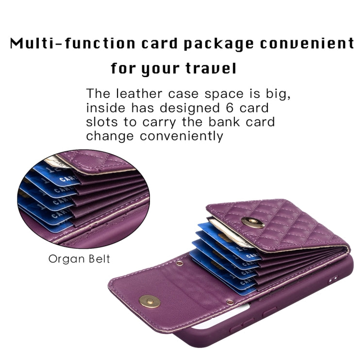 For Samsung Galaxy S23 5G Vertical Wallet Rhombic Leather Phone Case