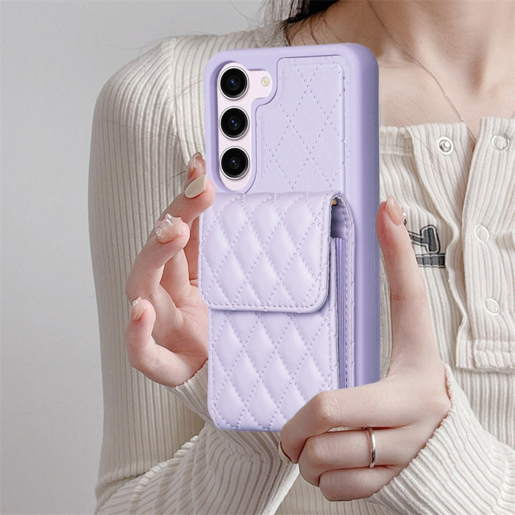 For Samsung Galaxy S23 5G Vertical Wallet Rhombic Leather Phone Case
