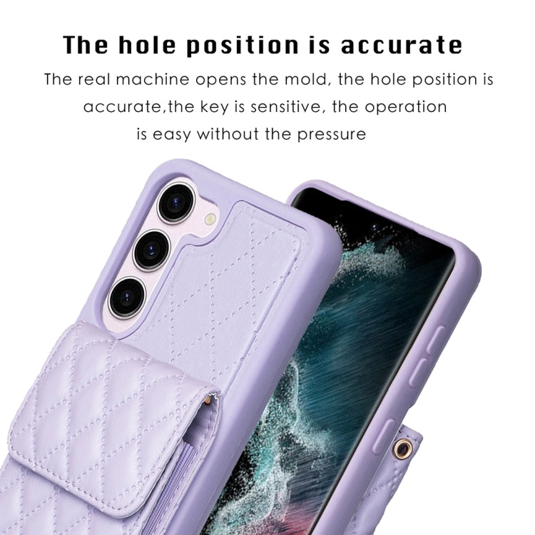 For Samsung Galaxy S23 5G Vertical Wallet Rhombic Leather Phone Case