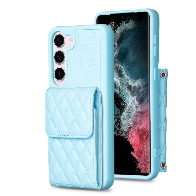 For Samsung Galaxy S23 5G Vertical Wallet Rhombic Leather Phone Case