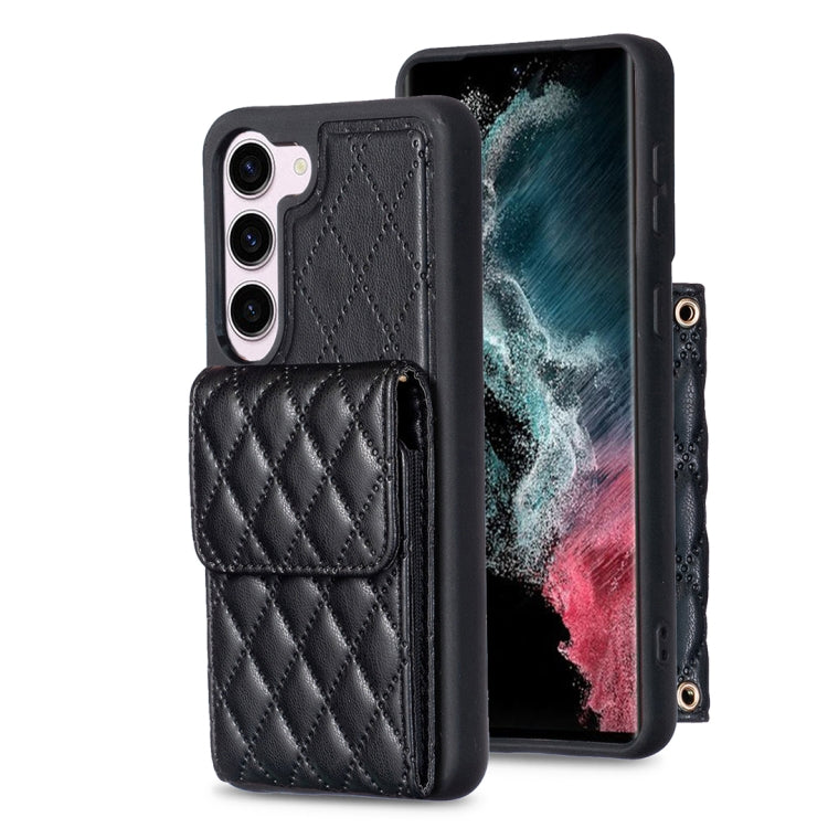 For Samsung Galaxy S23 5G Vertical Wallet Rhombic Leather Phone Case