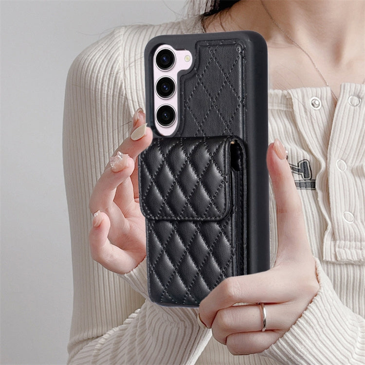For Samsung Galaxy S23 5G Vertical Wallet Rhombic Leather Phone Case
