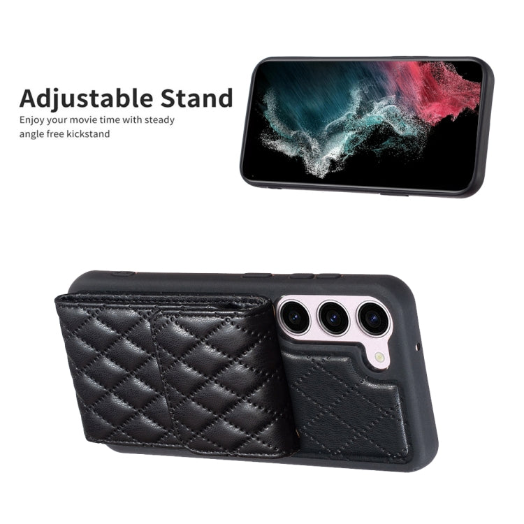 For Samsung Galaxy S23 5G Vertical Wallet Rhombic Leather Phone Case