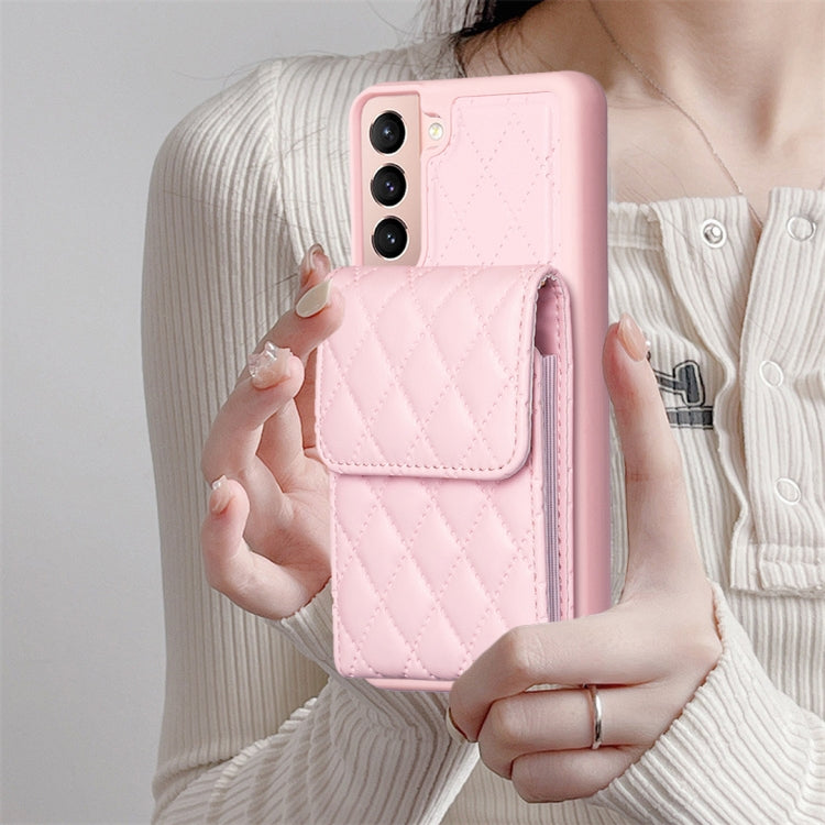 For Samsung Galaxy S21 5G Vertical Wallet Rhombic Leather Phone Case