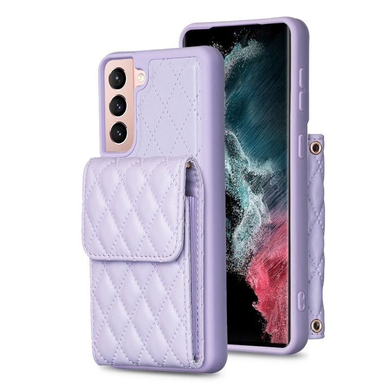 For Samsung Galaxy S21 5G Vertical Wallet Rhombic Leather Phone Case