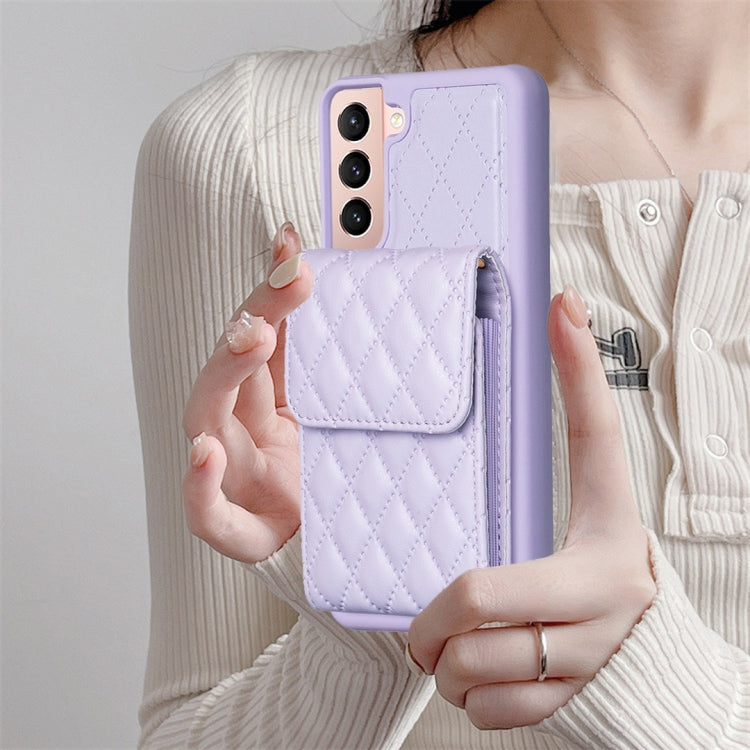 For Samsung Galaxy S21 5G Vertical Wallet Rhombic Leather Phone Case