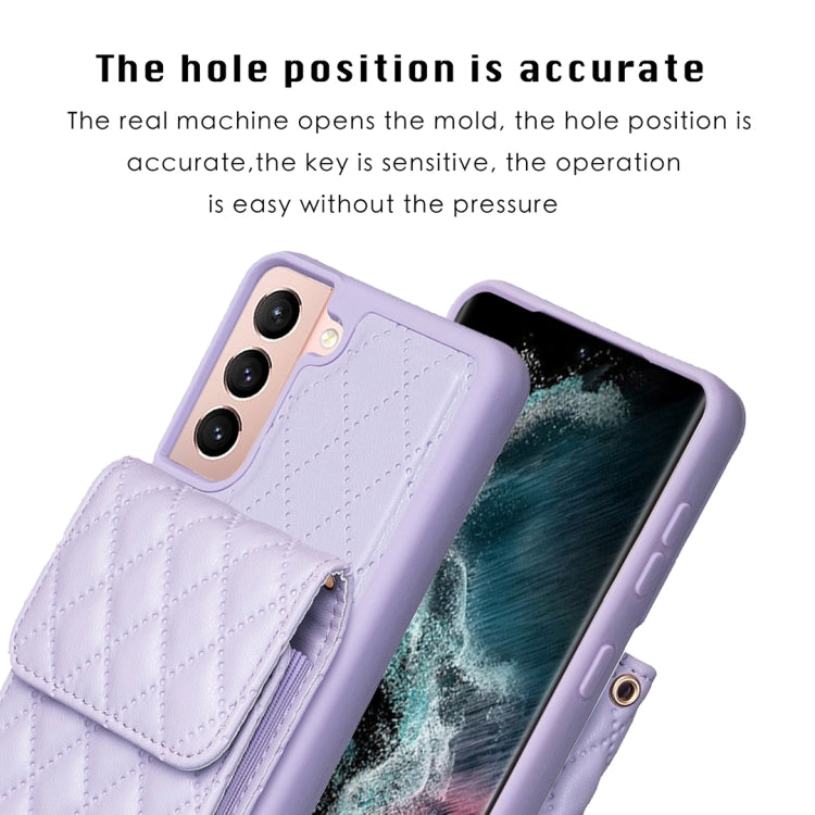 For Samsung Galaxy S21 5G Vertical Wallet Rhombic Leather Phone Case