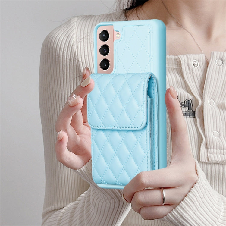 For Samsung Galaxy S21 5G Vertical Wallet Rhombic Leather Phone Case