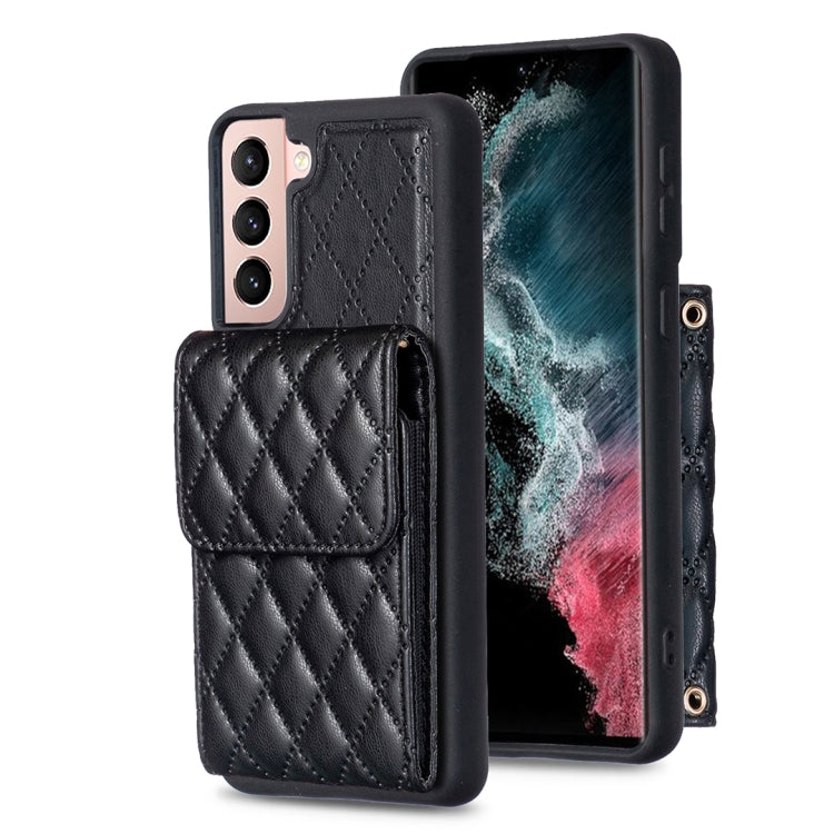 For Samsung Galaxy S21 5G Vertical Wallet Rhombic Leather Phone Case