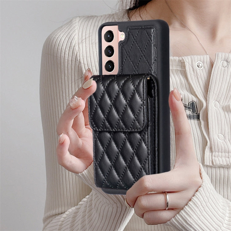 For Samsung Galaxy S21 5G Vertical Wallet Rhombic Leather Phone Case