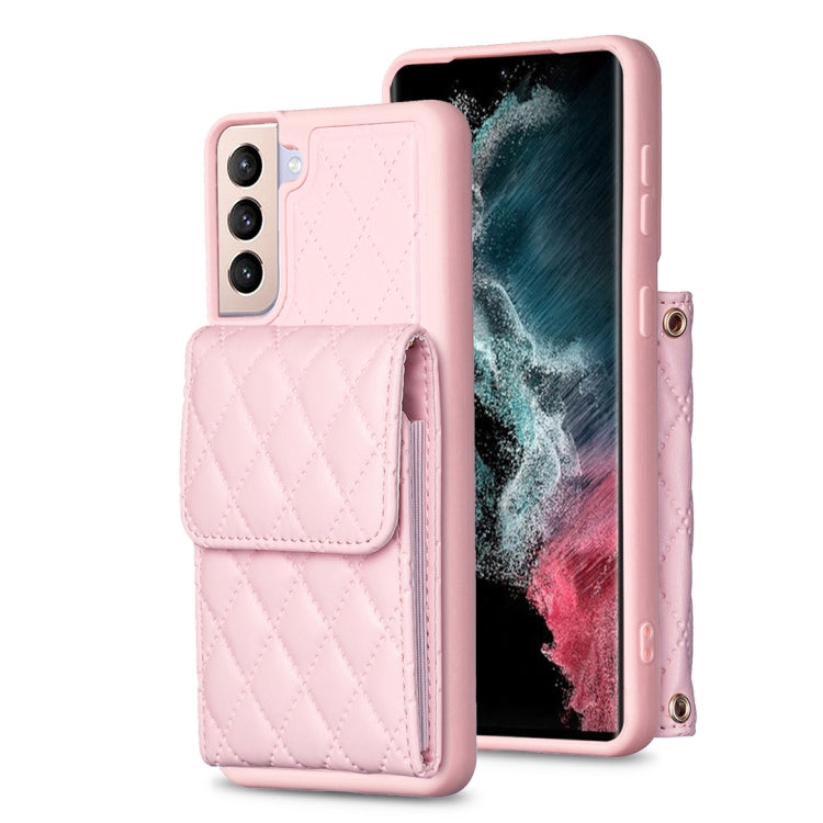 For Samsung Galaxy S21+ 5G Vertical Wallet Rhombic Leather Phone Case