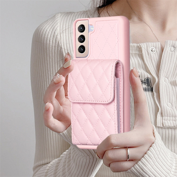 For Samsung Galaxy S21+ 5G Vertical Wallet Rhombic Leather Phone Case