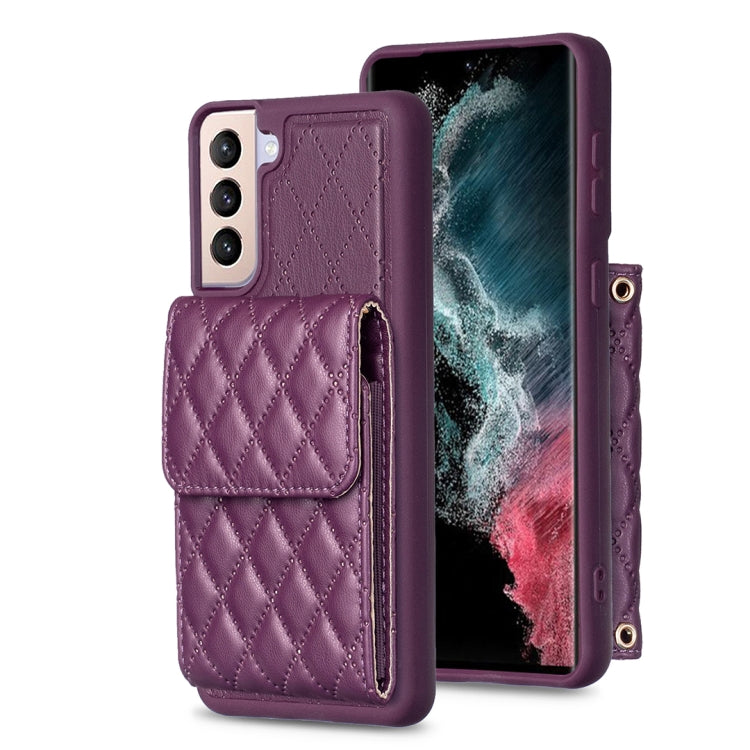 For Samsung Galaxy S21+ 5G Vertical Wallet Rhombic Leather Phone Case