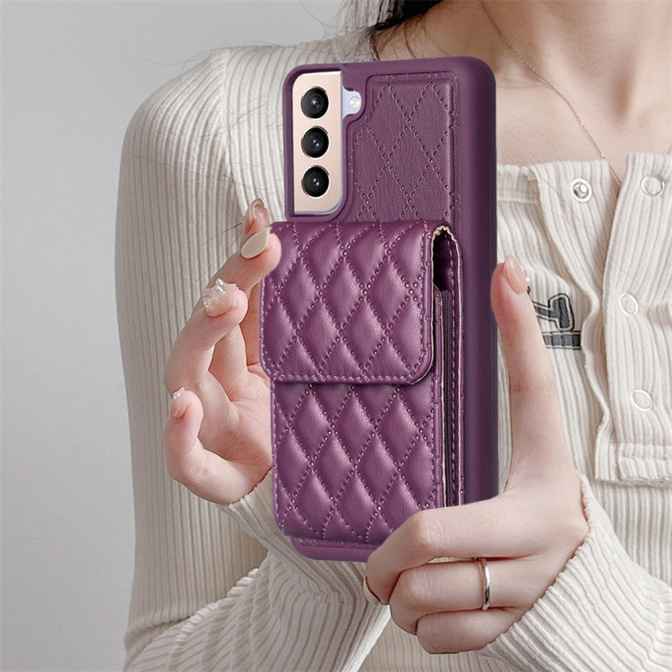 For Samsung Galaxy S21+ 5G Vertical Wallet Rhombic Leather Phone Case