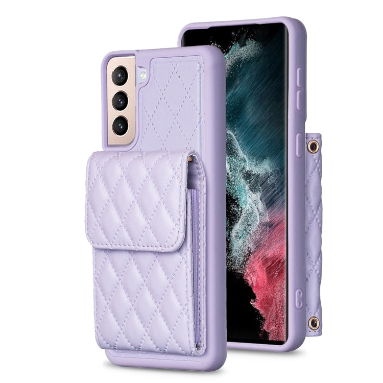 For Samsung Galaxy S21+ 5G Vertical Wallet Rhombic Leather Phone Case