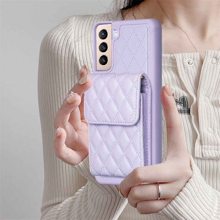 For Samsung Galaxy S21+ 5G Vertical Wallet Rhombic Leather Phone Case