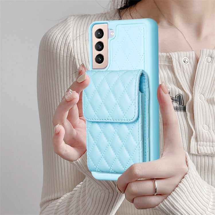 For Samsung Galaxy S21+ 5G Vertical Wallet Rhombic Leather Phone Case