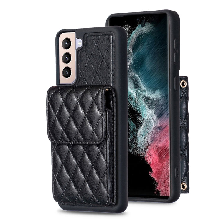 For Samsung Galaxy S21+ 5G Vertical Wallet Rhombic Leather Phone Case