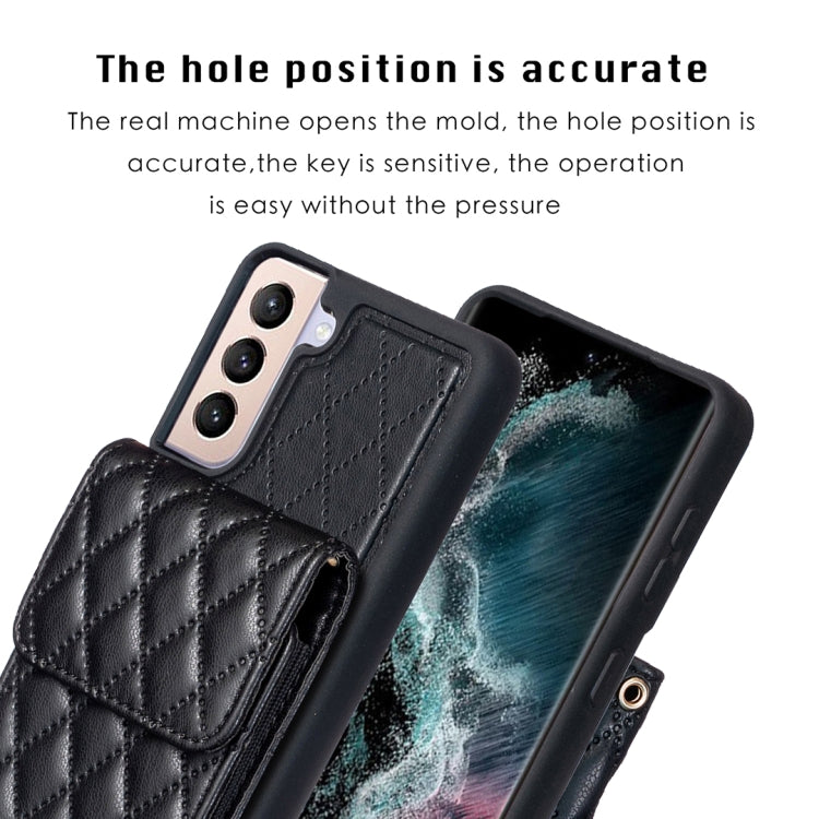 For Samsung Galaxy S21+ 5G Vertical Wallet Rhombic Leather Phone Case