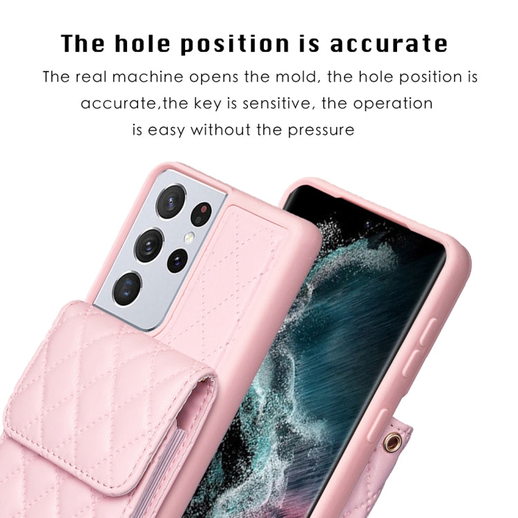 For Samsung Galaxy S21 Ultra 5G Vertical Wallet Rhombic Leather Phone Case