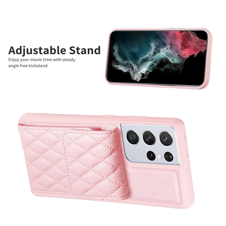 For Samsung Galaxy S21 Ultra 5G Vertical Wallet Rhombic Leather Phone Case