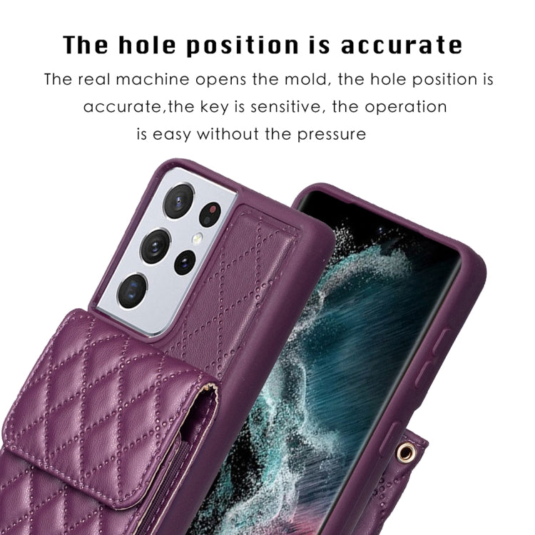 For Samsung Galaxy S21 Ultra 5G Vertical Wallet Rhombic Leather Phone Case