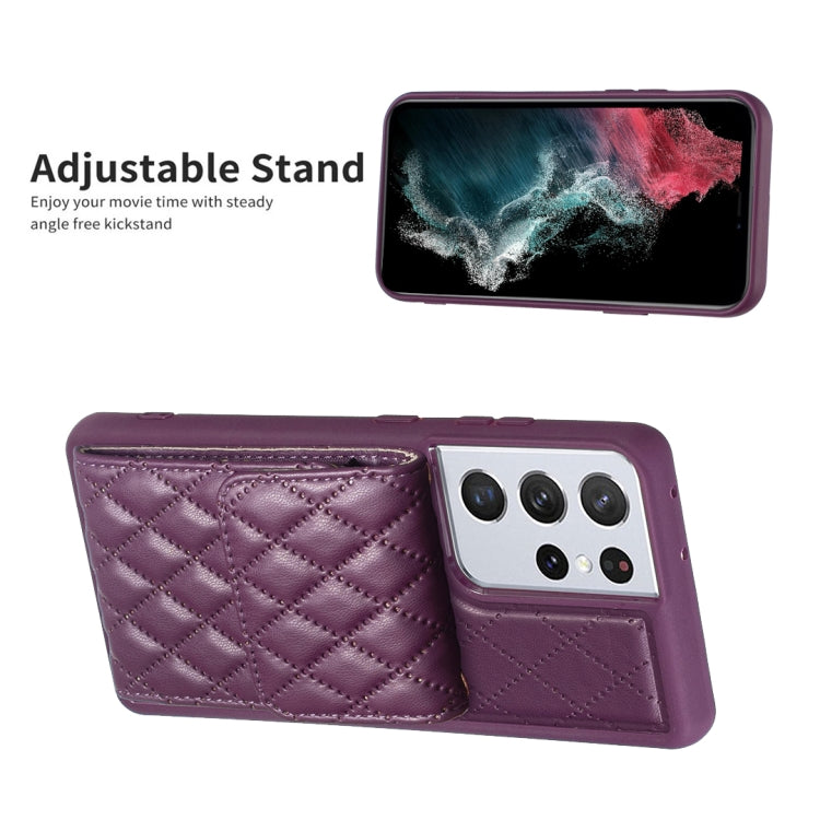 For Samsung Galaxy S21 Ultra 5G Vertical Wallet Rhombic Leather Phone Case