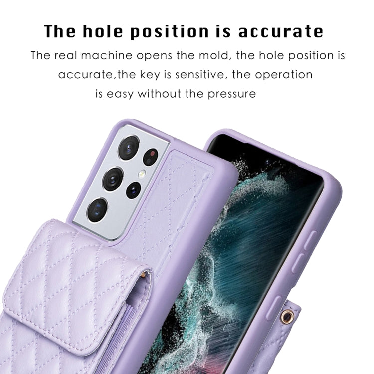For Samsung Galaxy S21 Ultra 5G Vertical Wallet Rhombic Leather Phone Case