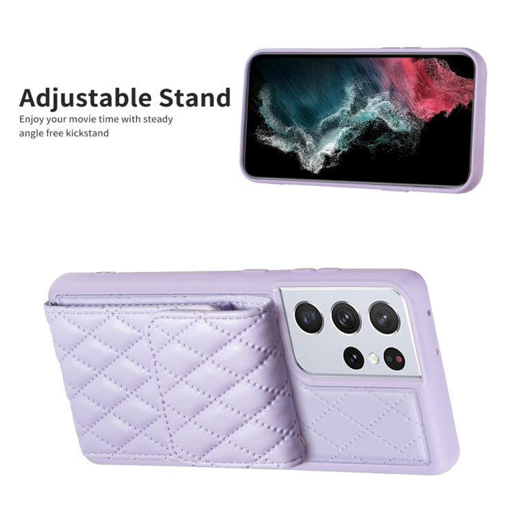 For Samsung Galaxy S21 Ultra 5G Vertical Wallet Rhombic Leather Phone Case