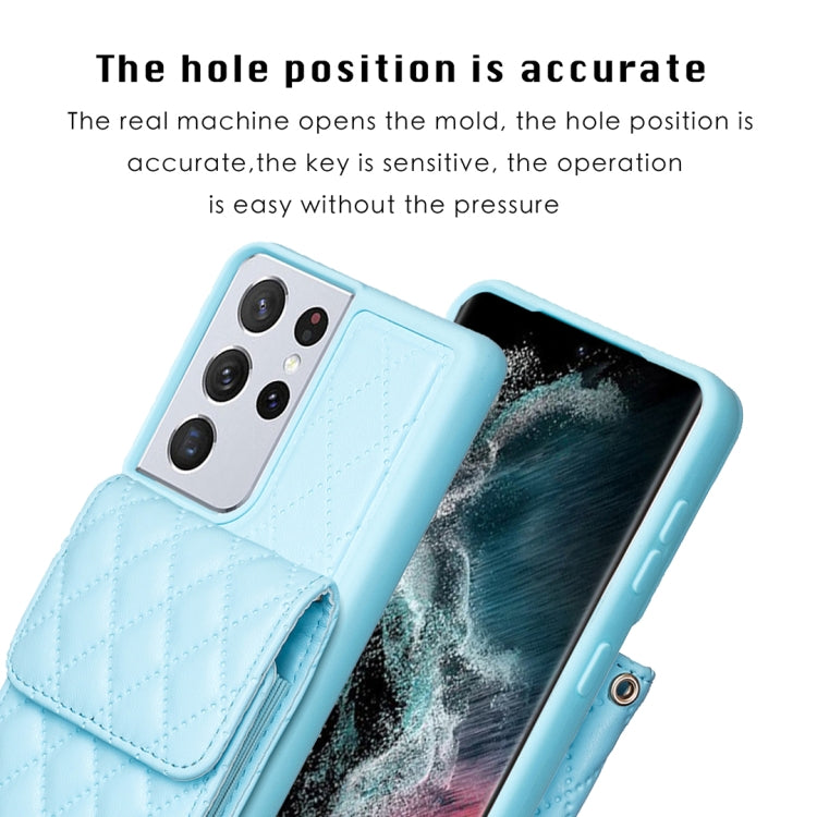 For Samsung Galaxy S21 Ultra 5G Vertical Wallet Rhombic Leather Phone Case
