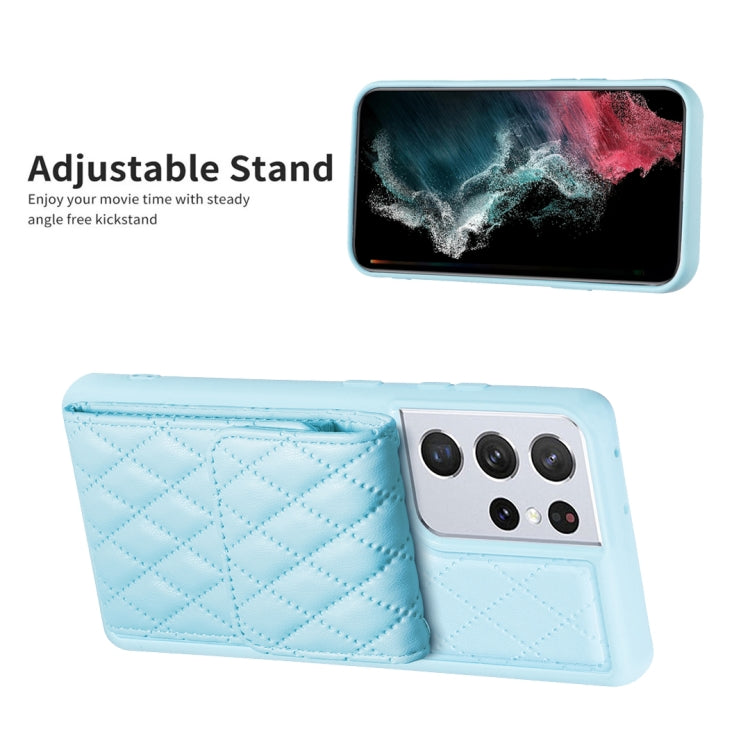 For Samsung Galaxy S21 Ultra 5G Vertical Wallet Rhombic Leather Phone Case