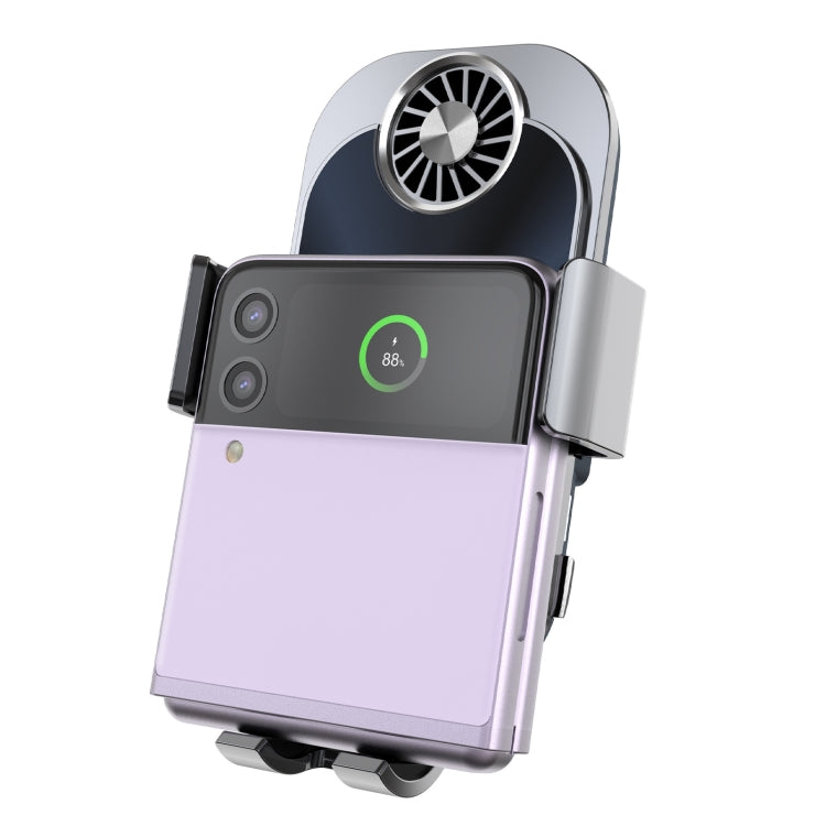 For Samsung Galaxy Z Flip4 / 3 C36 Fan Cooling Dual Coil Car Phone Holder Wireless Charger