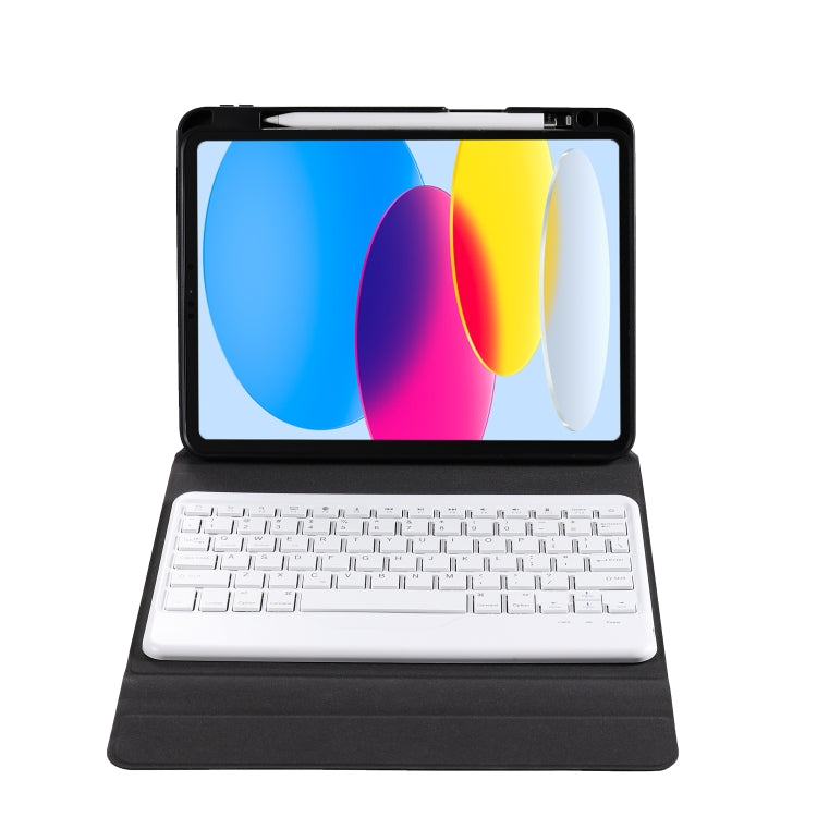 For iPad 10th Gen 10.9 2022 B10 Triangle Holder Tablet Bluetooth Keyboard Leather Case